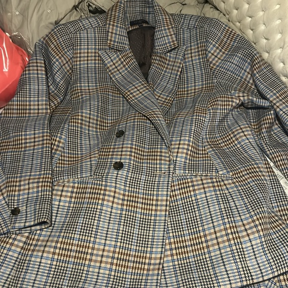 Talbots Blue and Brown Checkered Skirt Suit - 18W - Picture 2 of 10